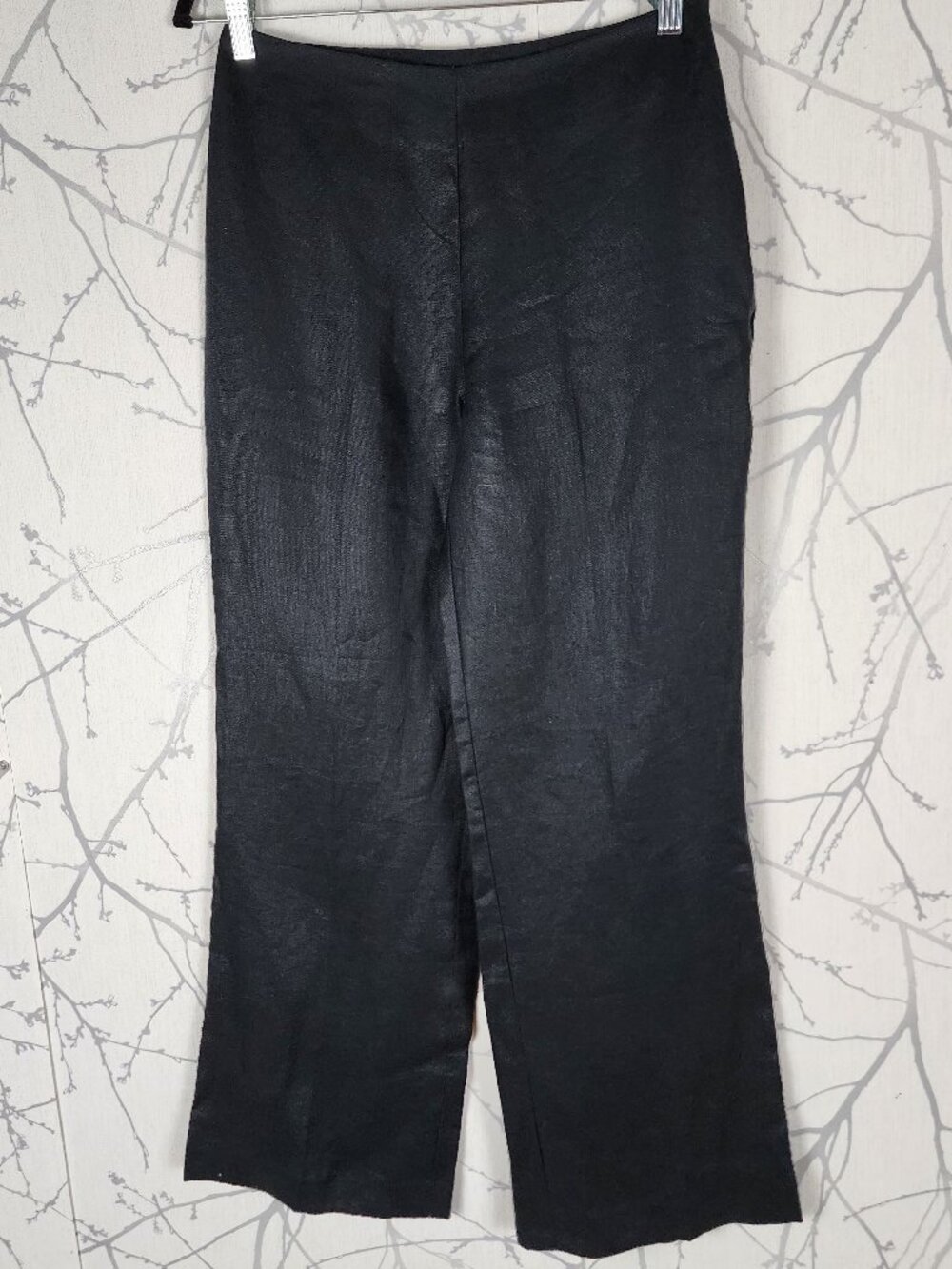 Precis Petite Black 100% Linen High Rise Wide Leg Trousers